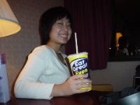 Mai with Wendy's cup