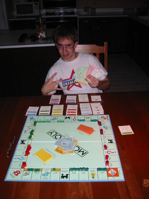 Matt kicking our butts at monopoly